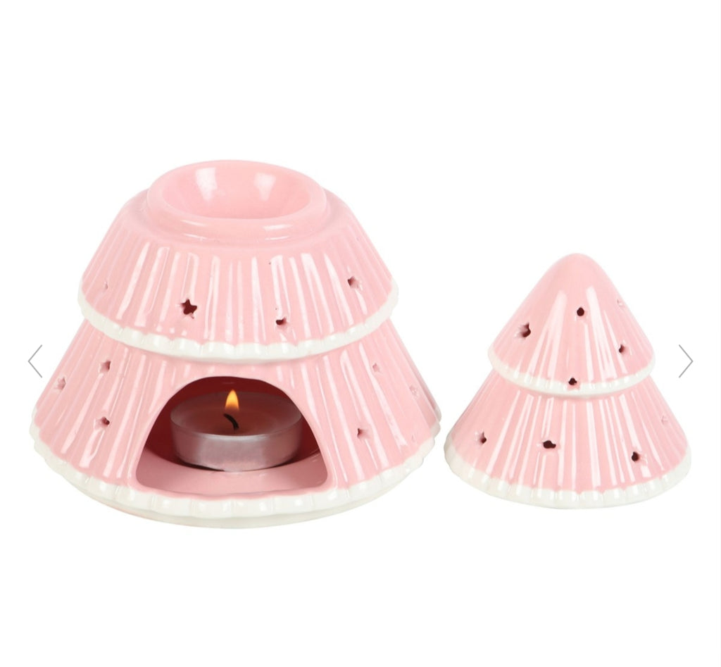 Brûleur sapin de Noël rose et blanc